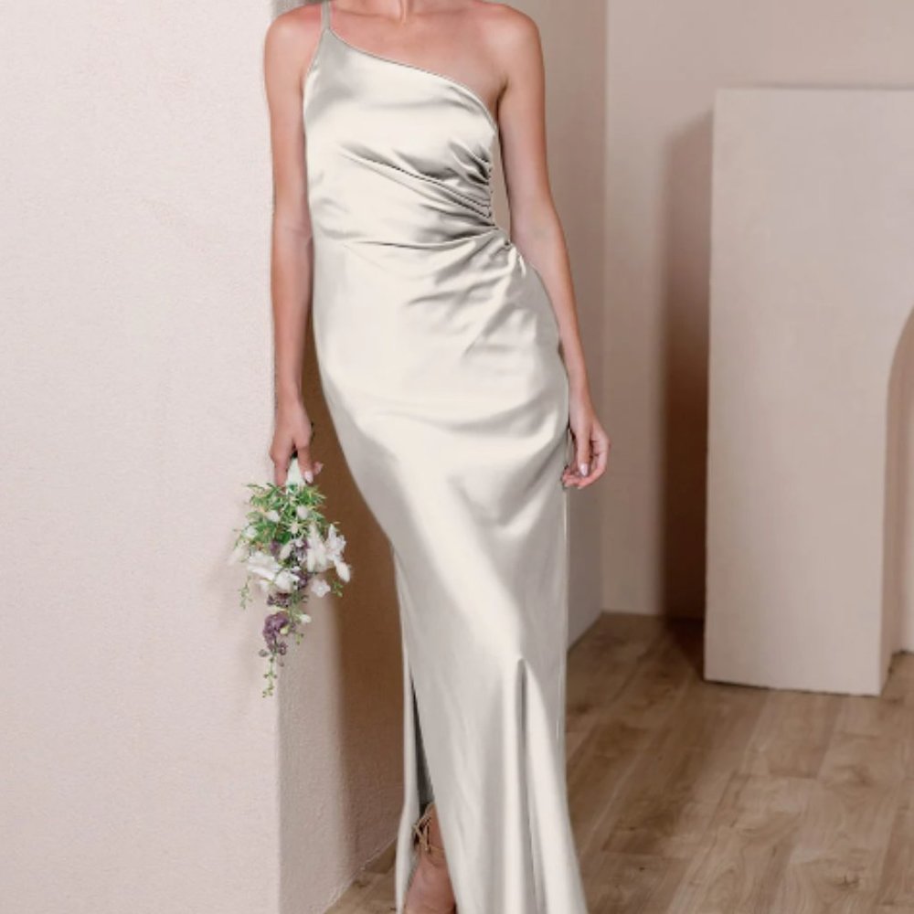 Soft Champagne | Jade Satin Dress | Revelry